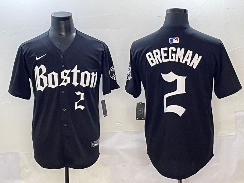 Men 2025 Boston Red Sox #2 Bregman Black Five generations Joint Name Nike MLB Jersey style 11